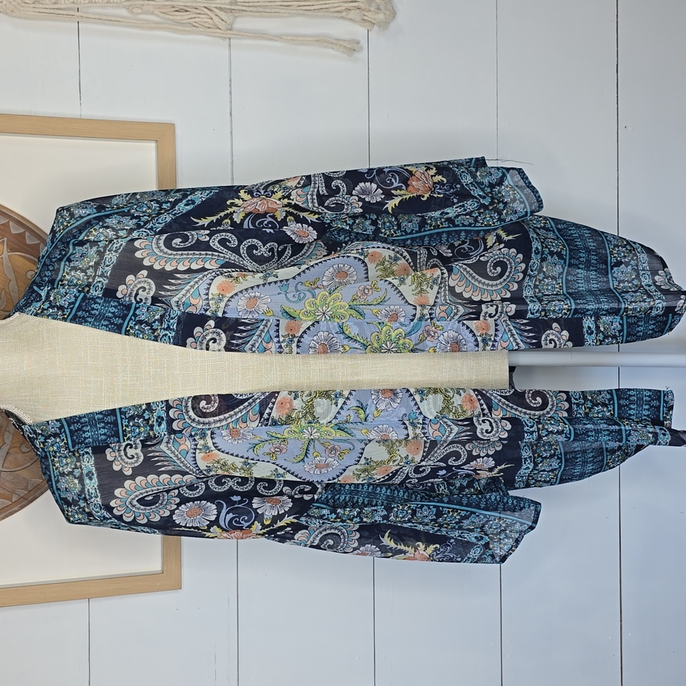 NWT BCBGeneration Womens Multicolor Kimono Bell Sleeve Paisley Cover Up One Size
